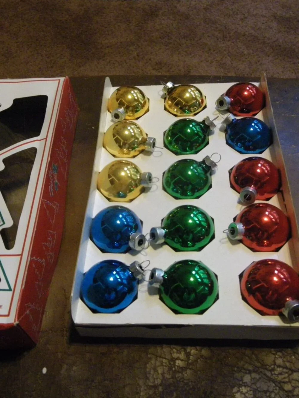 Vintage Holly Mercury Glass Christmas 15 Ornaments Multicolor 1 ¾” Diameter USA